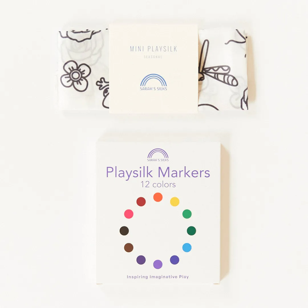 Sarah's Silks Heart Coloring Playsilk & Markers Set Cheap