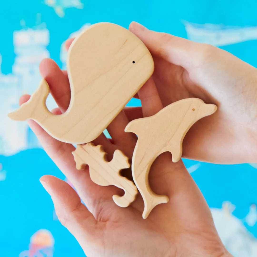 Sarah's Silks Wooden Sea Animals Set Of 3 Hot